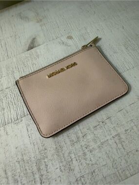Michael Kors Blush Leather Zip Card Wallet